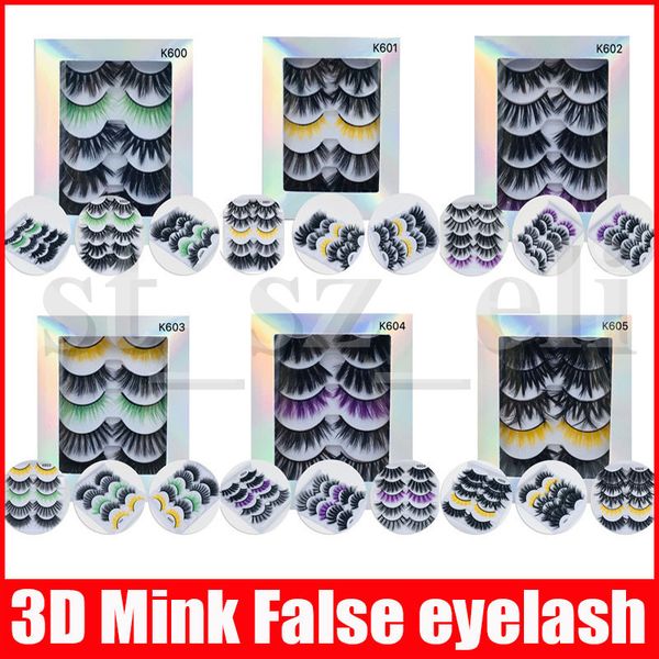 

5pairs/set 3d mink eyelashes eye lashes handmade cross eyelash extensions makeup color thick false eyelashes full strip fake lashes