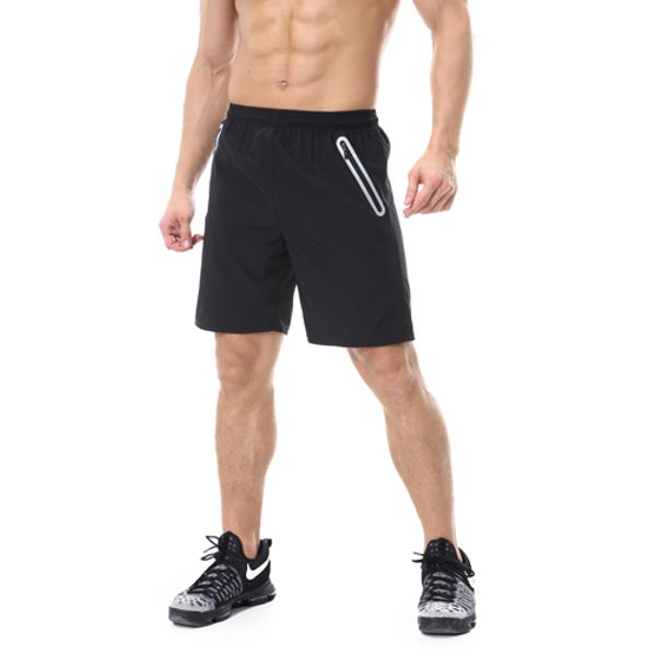 

2020 men sports running shorts gym clothing reflective zipper pocket football basketball cycling soccer shorts joggers training short, Black;blue