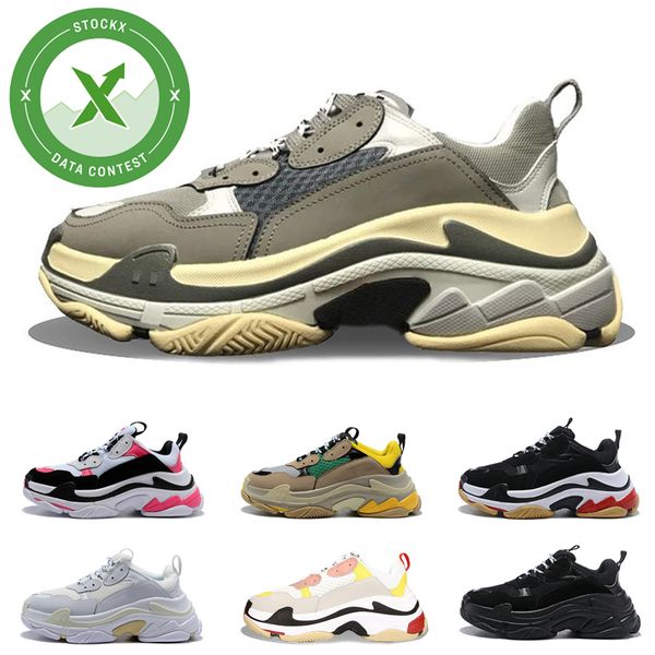 

triple s платформа кроссовки для мужчин женщин chaussures paris 17fw тройной черный крем желтый красный повседневная обувь роскошные туфли 3