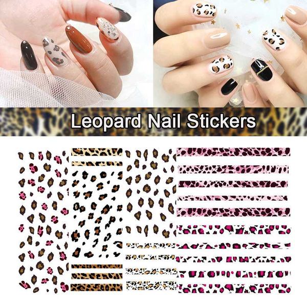 

nusx 1 sheet mixed colour leopard nail art water transfer stickers decals beauty girls full wraps manicure decoration accessory, Black