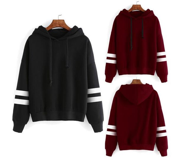 

fashion girl loose hoodie sweater woman's jacket black red coat