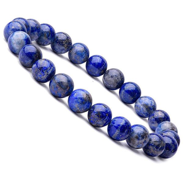 

new lapis lazuli strands beaded bracelet for men women fashion natural stone energy bracelet elastical handmade jewelry gift, Black