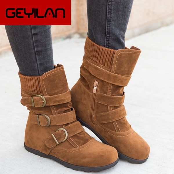 

women's boots for winter slip on 4 colors ankle boot warm platform shoes woman flat with plus size 35-43 drop shipping, Black