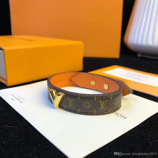 

роскошный стиль натуральная кожа браслеты с золотом v дизайн для цветочного узора браслет с фирменным логотипом новая мода ювелирные изделия, Golden;silver