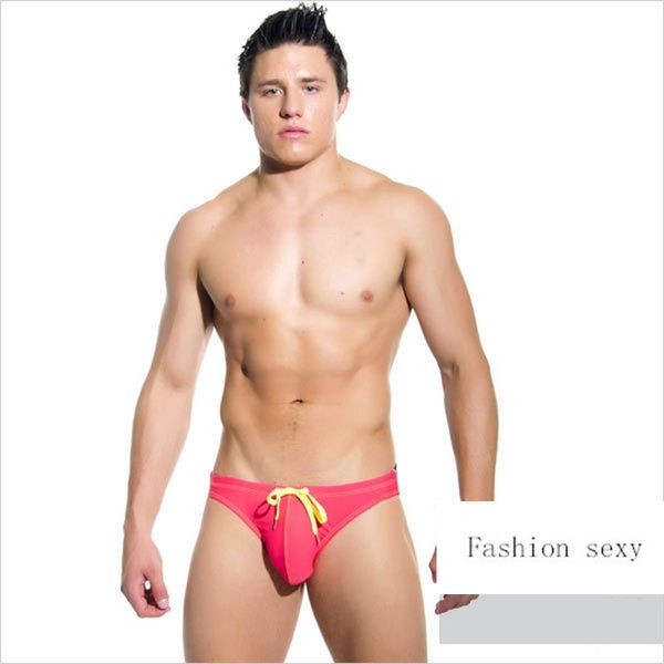 

new european and american men's color matching large-caps triangle swim trunks, Black;white