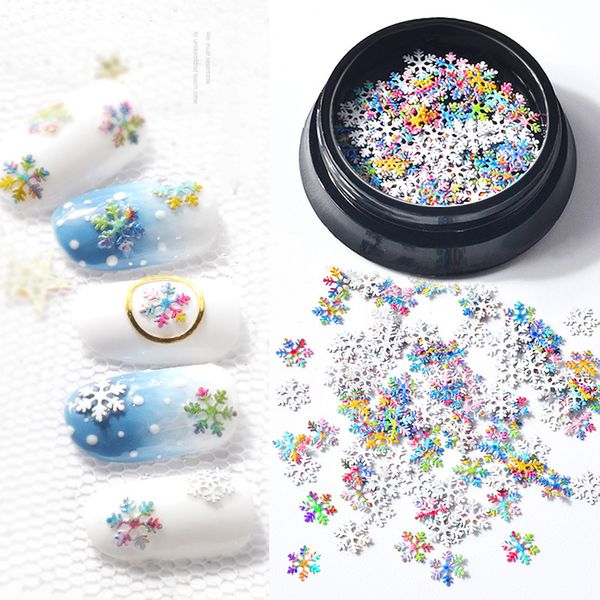 

women fashion colorful christmas decors snowflake glitter mixed 3d sequins design manicure nail art decorations diy decals, Silver;gold