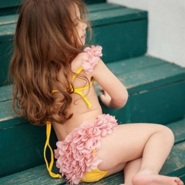 

usa cute toddler baby girl flower swimwear bathing suit two piece bikini set swimsuit
