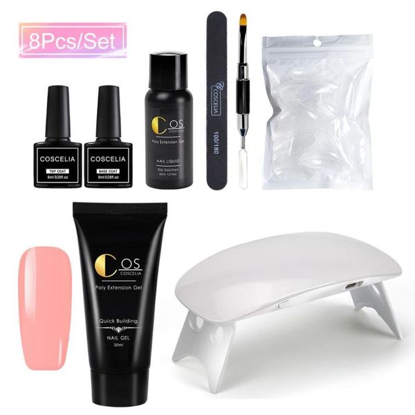 

led lamp uv gel varnish nail polish art kit quick building nails extensions hard gel poly nail kit poly set
