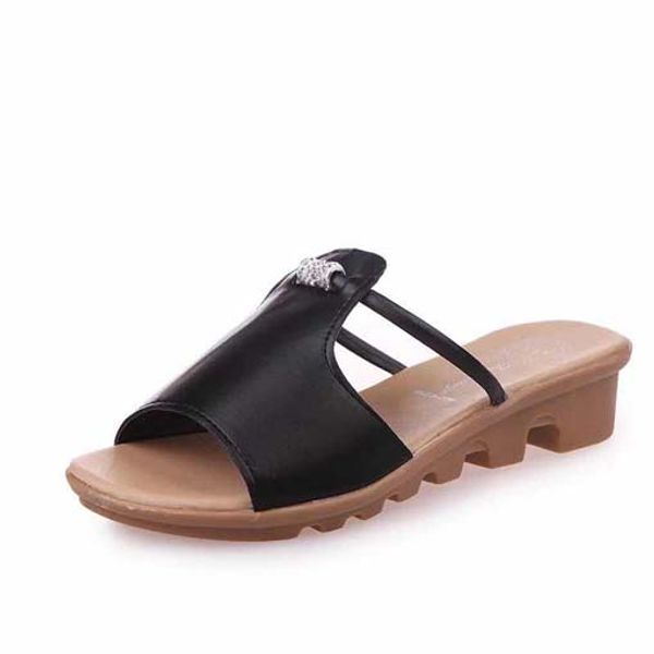 

quality printed beauty head real leather slides shoes men fashion sandals causal summer flip flops slippers shoes shoe09 p66, Black