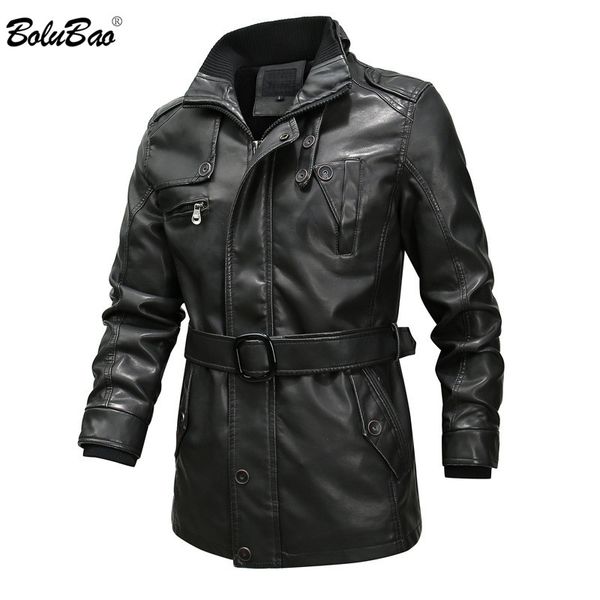 

bolubao men's leather jackets winter brand men washed thick pu leather jacket male locomotive faux jacket coat, Black