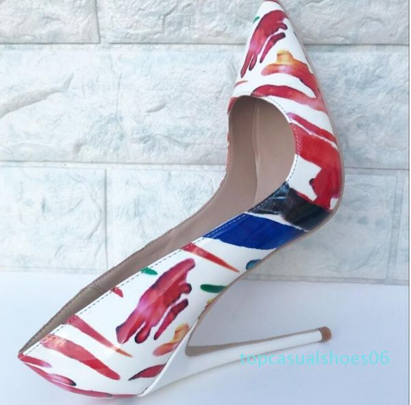 

2020 new spring female denim stitching white-heeled high-heeled shoes red bottom spiked shallow-mouthed women dress shoes, Black