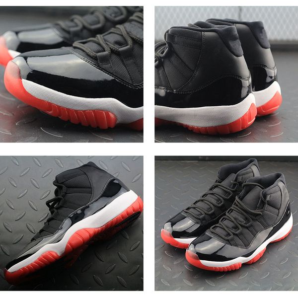 

new bred 11 men basketball shoes 11s varsity red black white athletic trainer sports sneakers with box