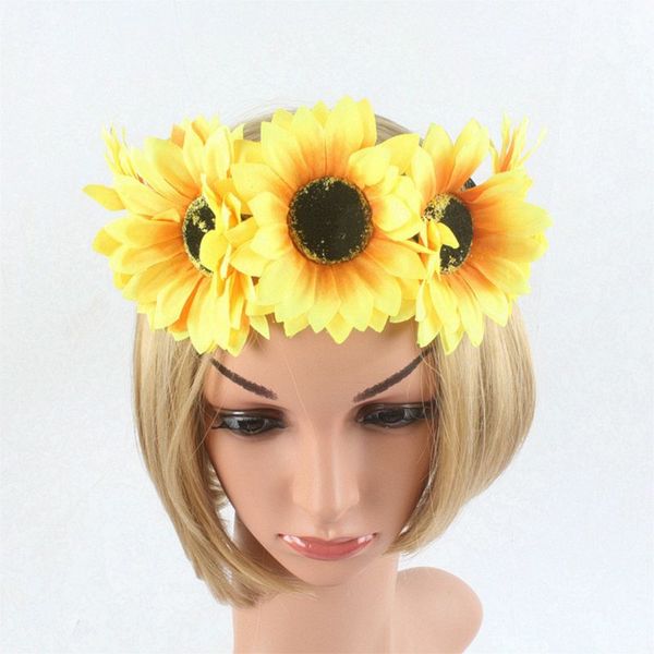 

sunflower crown sunflower headband halo hair accessories, Golden;white