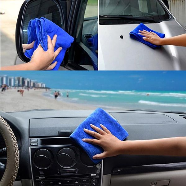 

2pcs blue soft absorbent wash cloth car auto care microfiber cleaning towels for cleaning wash tools drivers #zer