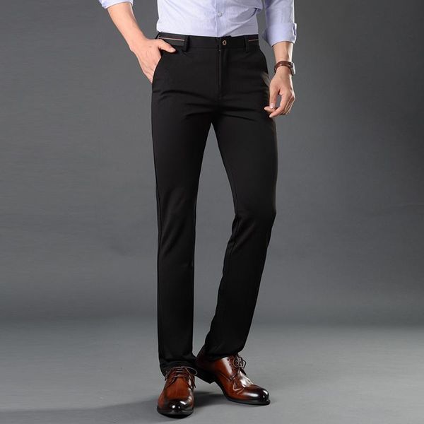 

new design casual men keep warm pants cotton slim pant straight trousers fashion business solid pants men size 28-38, Black