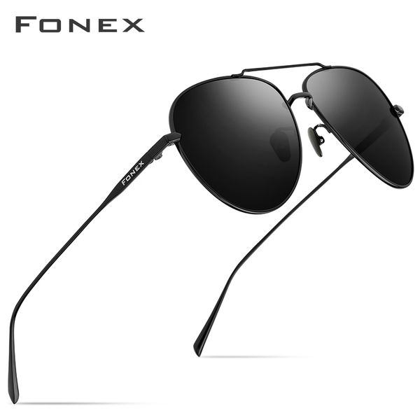 

fonex pure titanium sunglasses men aviation polarized sun glasses for men 2019 new driving outdoor aviador uv400 shades 8507, White;black