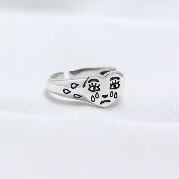 

2019 new product pure silver personal tears 925 sterling silver rings for women simple heart womens rings jewelry, Golden;silver