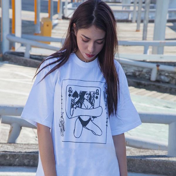 

19fw queen tee мода high street хип-хоп хлопок женщины с коротким рукавом мужские дизайнерские футболки размер, White;black