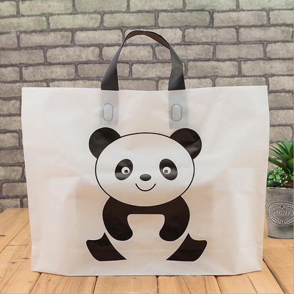 

50pcs/pack plastic bags with handles cute panda packaging bag large shopping clothes bag good quality plastic