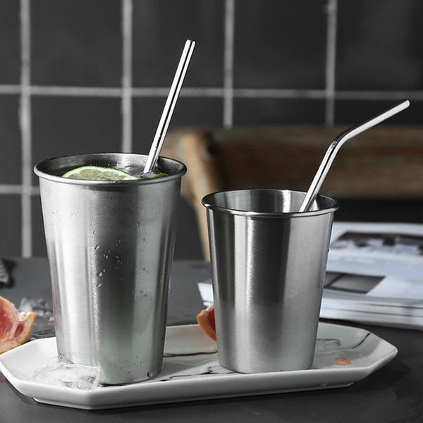 

new stainless steel metal straw with cleaner brush reusable for home party barware accessories bar drinking tools