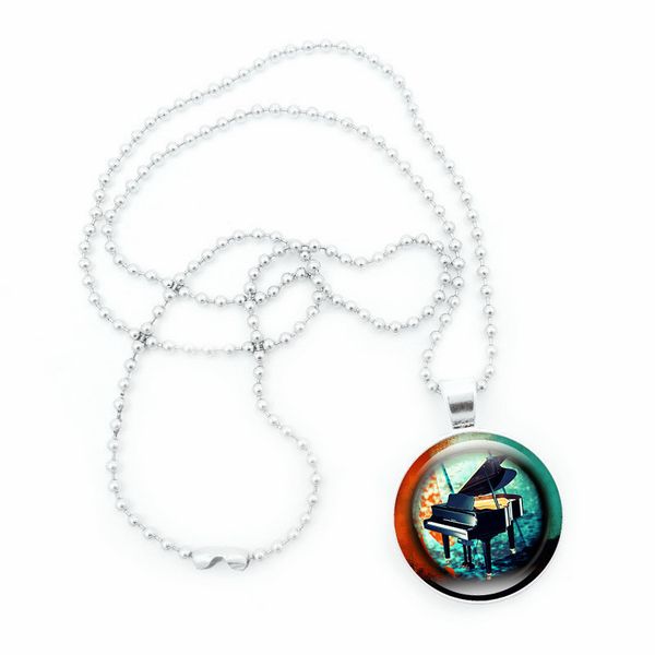 

3d piano glass gem pendant necklace handmade jewelry music accessories