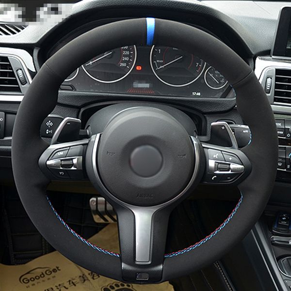 

black suede car steering wheel cover for f87 m2 f80 m3 f82 m4 m5 f12 f13 m6 f85 x5 m f86 x6 m f33 f30 sport