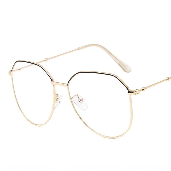 

large polygon plain irregular myopia glasses frame female fashionable men with myopia glasses frame, Silver