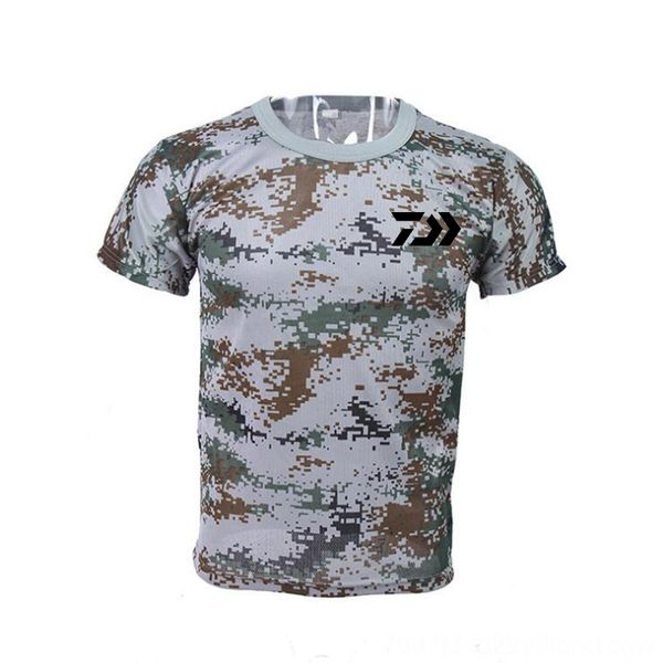 

4 colors fishing clothes camouflage short sleeve quick-drying breathable anti-uv sun protection wicking daiwa outdoor wear athletic & outdoo, Gray;blue
