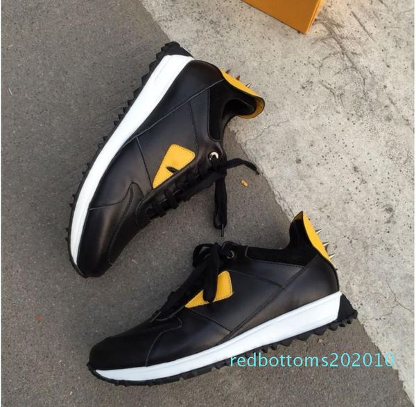

2019 luxury designer sneaker shoes genuine leather gift men women racer sports casual r10, Black