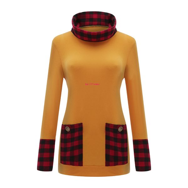 

plaid stitched long sleeve dresses women winter high collar slim casual dress office lady large size women's dress femme, Black;gray