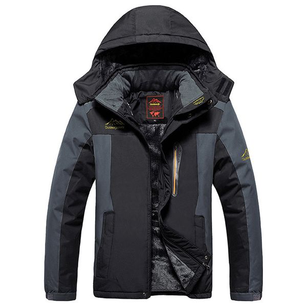 

winter fleece jackets men windproof waterproof outwear parka mens windbreaker warm raincoat coat plus size 9xl overcoat, Black