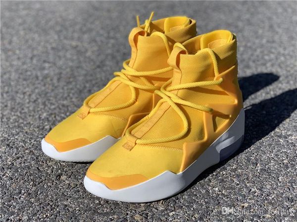 

new authentic air fear of god 1 amarillo yellow white ar4237-700 basketball shoes mens fog black light bone frosted spruce orange sneakers