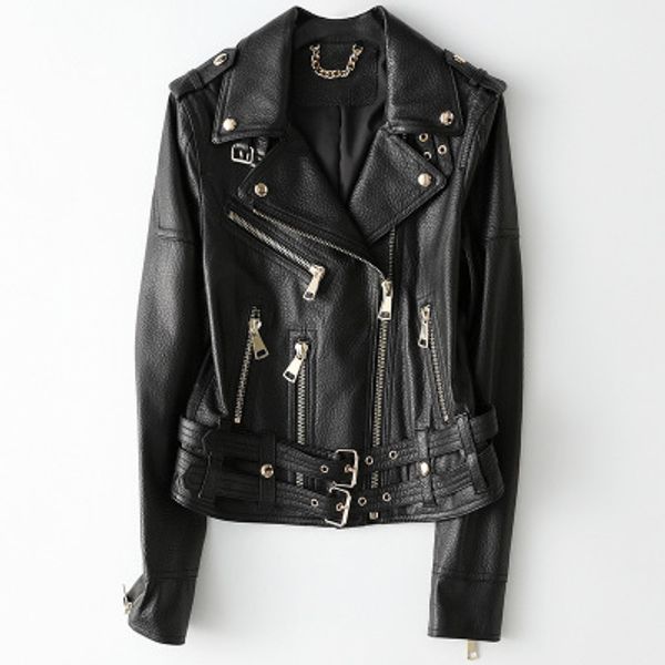 

2019 new fashion genuine sheep leather jacket h45, Black