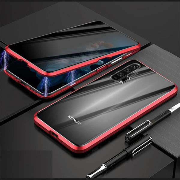 Anti-espiando privacidade proteger adsorção magnética frente e verso caso de vidro temperado para Huawei Honor 20 Honor20Pro P30 Pro Nova4 Redmi Note7