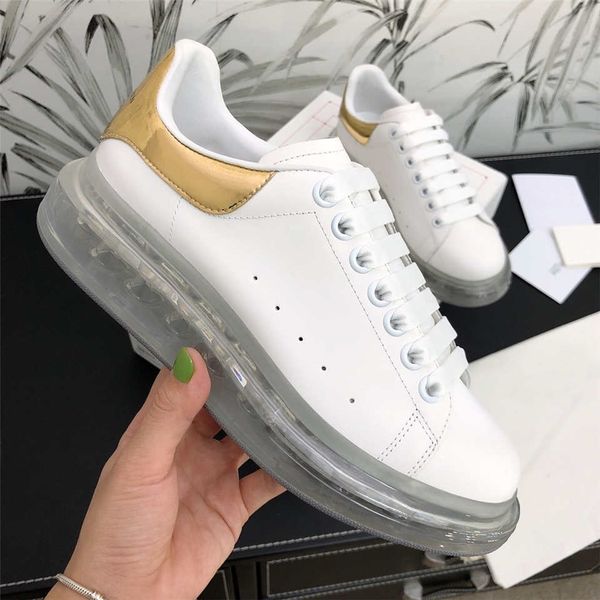 

transparent air cushion platform shoe leisure luxury designer men women fashion vintage designer shoes custom gold white, Black