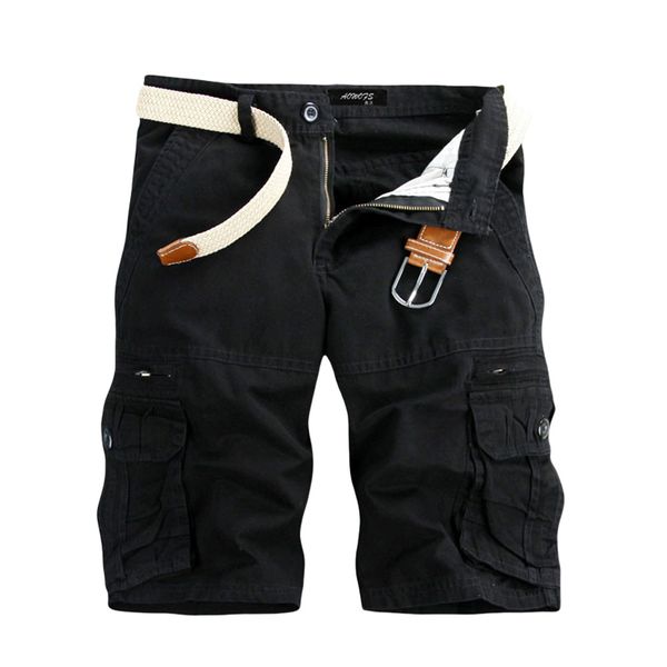 

men shorts casual pure color outdoors pocket beach work trouser cargo shorts men brand clothing comfortable 29-38, White;black