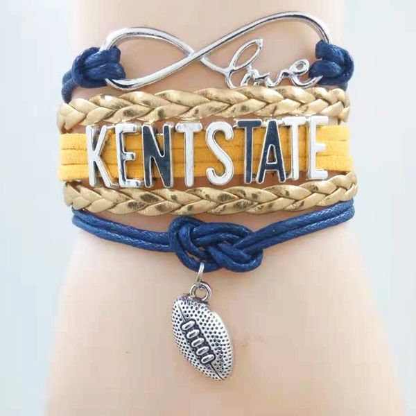 

браслет футбольной команды infinity love kentstate синий желтый золотой цвет, Golden;silver
