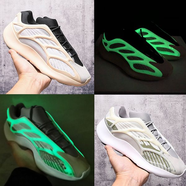 

azael boost 700 v3 kanye west running shoes white glow in the dark men women fashion luxury designer sneakers