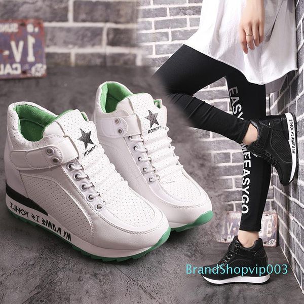 

sneakers height increasing sneakers high heel casual white sneakers shoes women platform shoes, Black;white