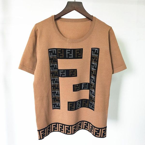 

оптовая продажа новый 2020 женская футболка вязание короткие рукава горячие продажи топы высокое качество письмо оптовая продажа запад, White