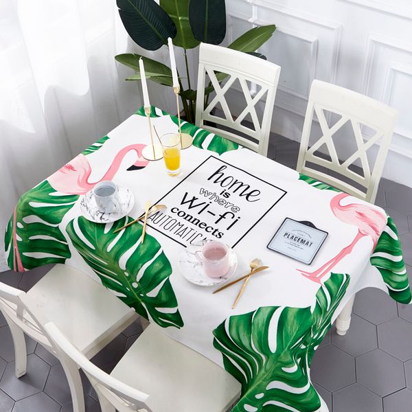 

flamingo geometric printed waterproof table cloth rectangula decorative cotton linen tablecloth dining table cover for kitchen