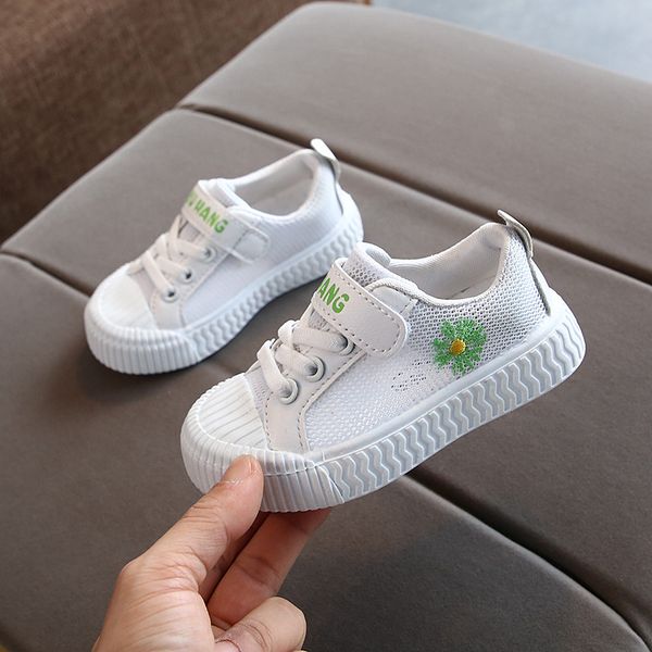 

весна лето дети кроссовки дышащая сетка белый малые дейзи цветы малышей обувь мода дети спорт обувь для девочек мальчик, Black;red