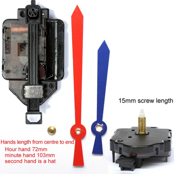 

новый дизайн 15 мм винт длина 12888 маятник тип движения с black red hands 93 #step часы аксессуары кварц комплекты diy движения