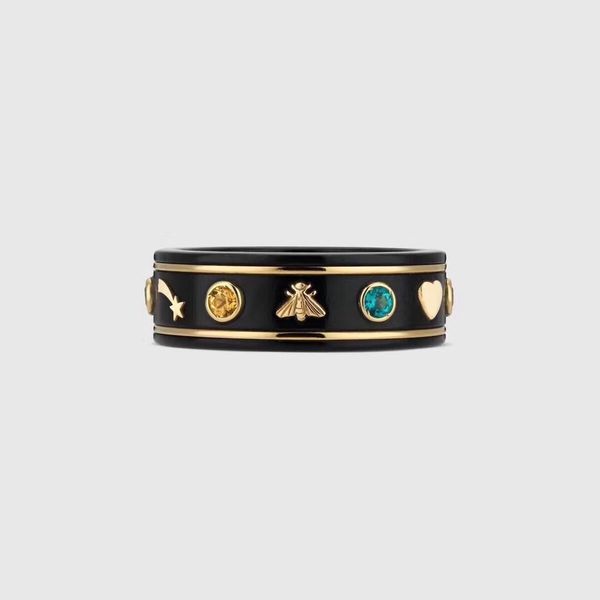 

luxurious quaity s925 silver ring with colorful stone in black color for women and man charm ring jewelry gift ps8821