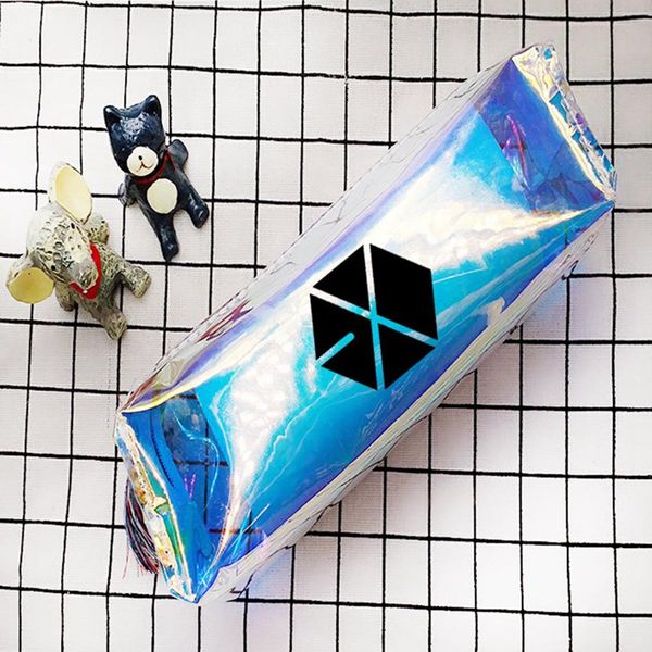 

1 шт. k-exo красочные лазерный пенал пвх канцелярские сумки pencilcase милый пенал