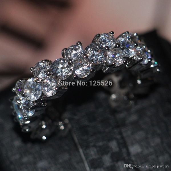 

choucong full stone 5a zircon stone 10kt white gold filled engagement wedding band ring sz 5-11 gift ing, Slivery;golden