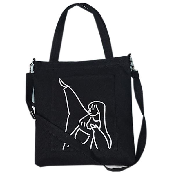 

women's crossbody canvas shoulder handbag fashion simple artwork korean print shopping canvas bag