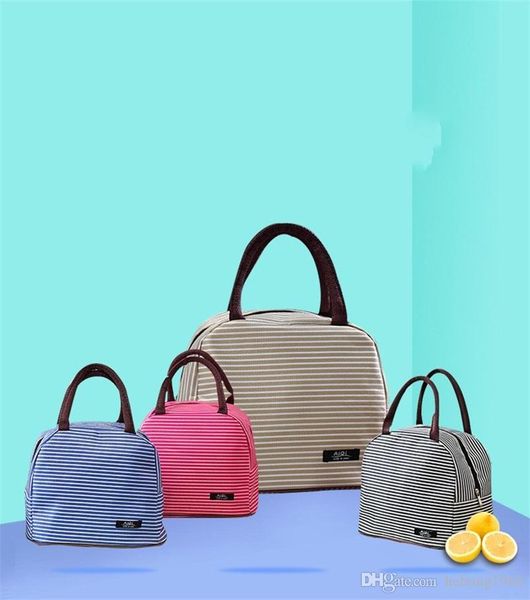 

brief lunch bags waterproof oxford thick striped prints insulated bento bag zipper handbags fit outdoors picnic 5 2cq e1