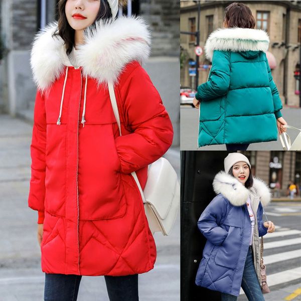 

women casual thick long sleeve hooded coat winter jacket cotton clothes women parkas, Black