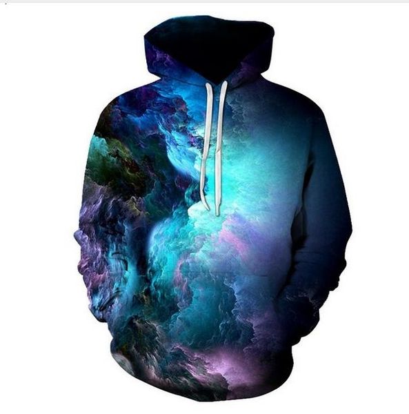 

new fashion galaxy space prints hooded sweatshirt men women long sleeve outerwear pullovers 3d hoodies xm0118, Black